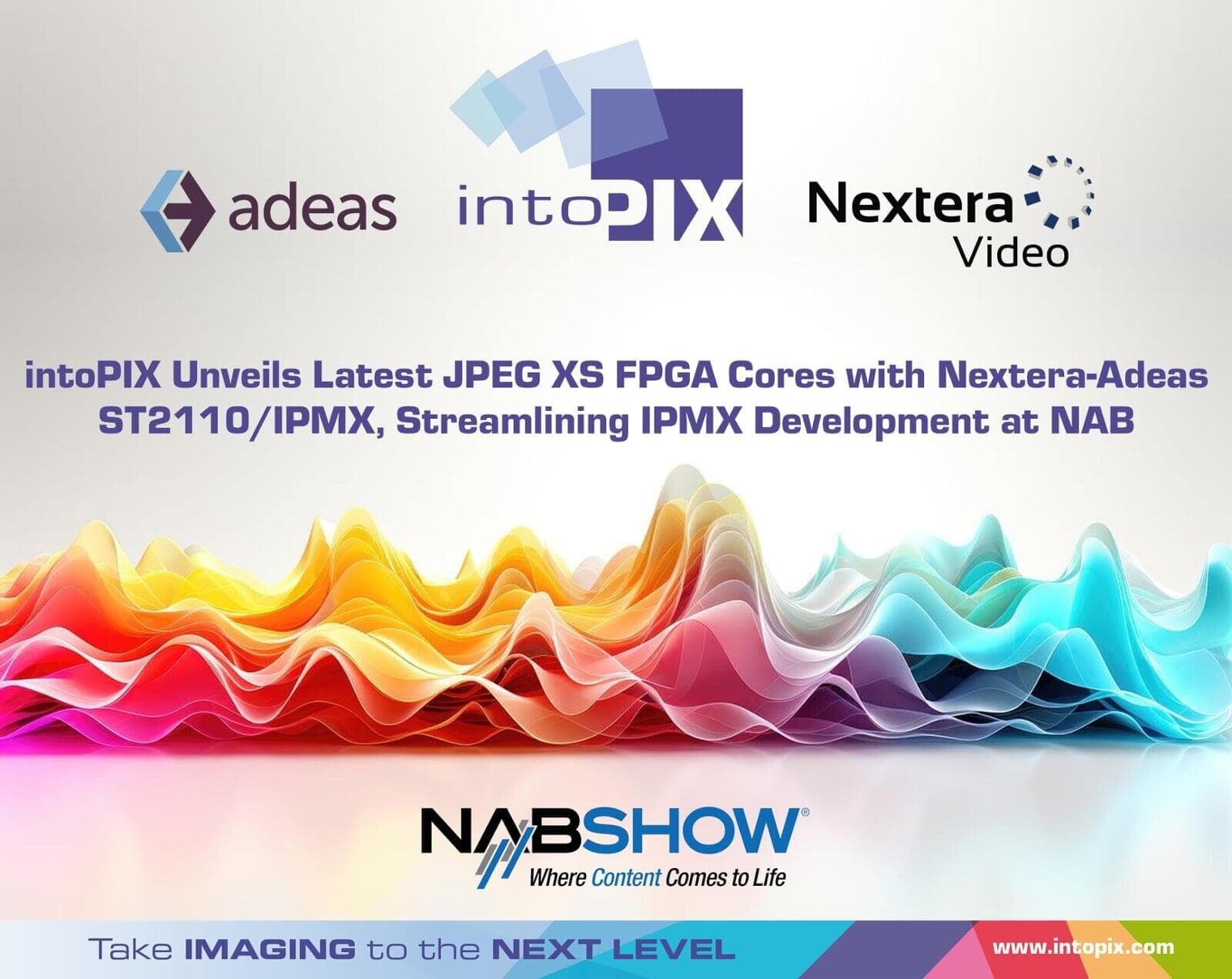 intoPIX 揭開最新面紗 JPEG XS系列 FPGA 採用 Nextera-Adeas ST2110/IPMX 的內核，可簡化 IPMX 開發 NAB 顯示